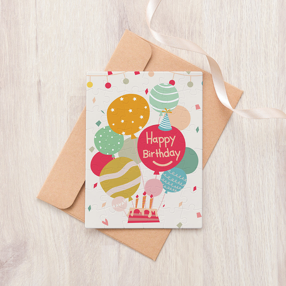 Puzzle Letter Card - Birthday Balloons