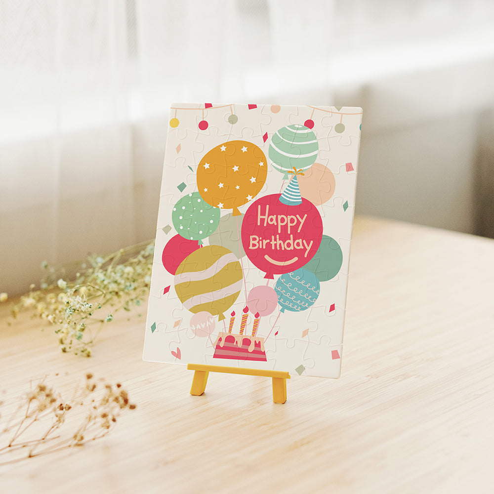 Puzzle Letter Card - Birthday Balloons