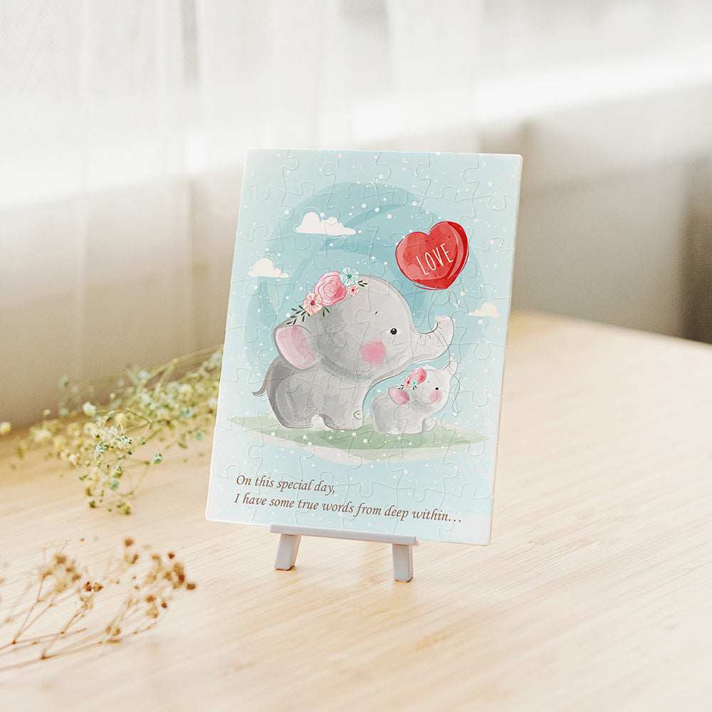 Puzzle Letter Card - Elephant Family