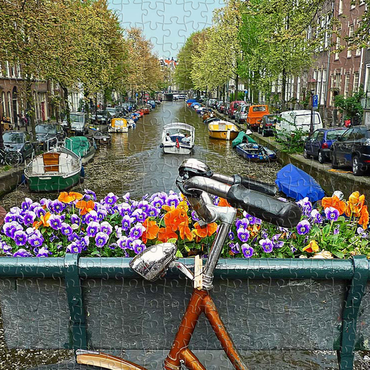 PieceRelax PieceClicks Puzzle 504 pcs | Bike flowers and canal. Amsterdam (U1137)