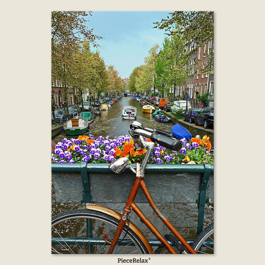 Bike flowers and canal. Amsterdam (U1137) | 504 pcs