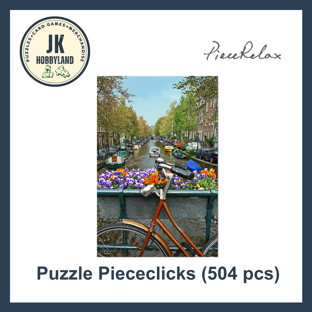 PieceRelax PieceClicks Puzzle 504 pcs | Bike flowers and canal. Amsterdam (U1137)
