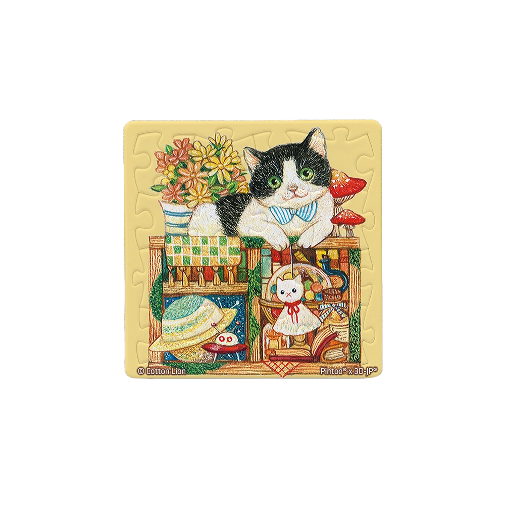 Pintoo Puzzle Magnet - Cotton Lion - Tuxedo Cat (16 puzzle pcs) | JK