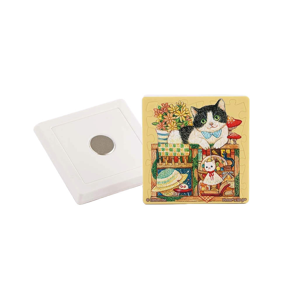 Pintoo Puzzle Magnet - Cotton Lion - Tuxedo Cat (16 puzzle pcs) | JK