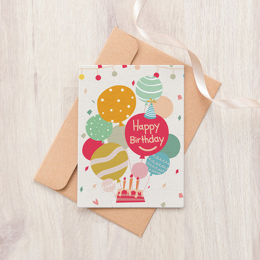 Puzzle Letter Card - Birthday Balloons