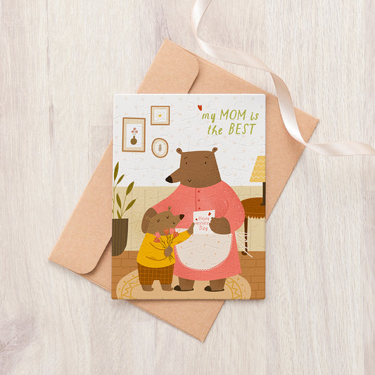 Puzzle Letter Card - Bear Family