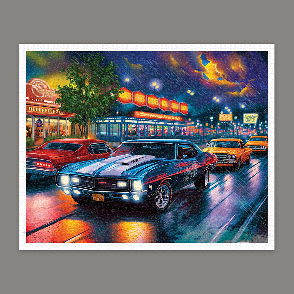 PieceRelax Showpiece Puzzle 2000 pcs | Bigelow Illustrations - Rain on the Boulevard (H3443)