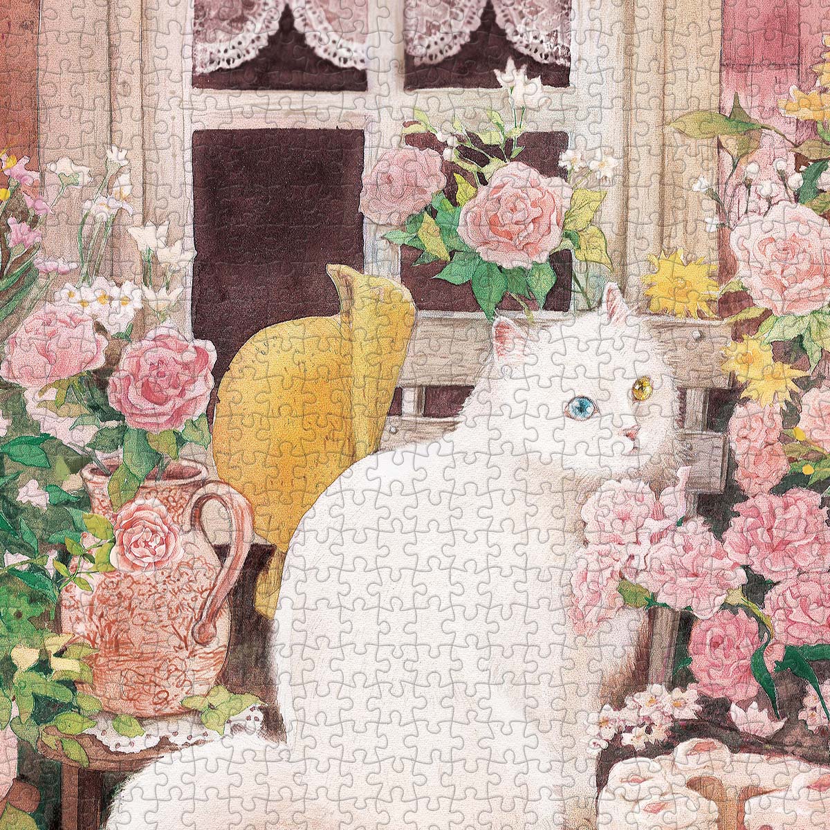 PieceRelax PieceClicks Puzzle 1008 pcs | Jina - A cat in the Rose Garden (U1051)