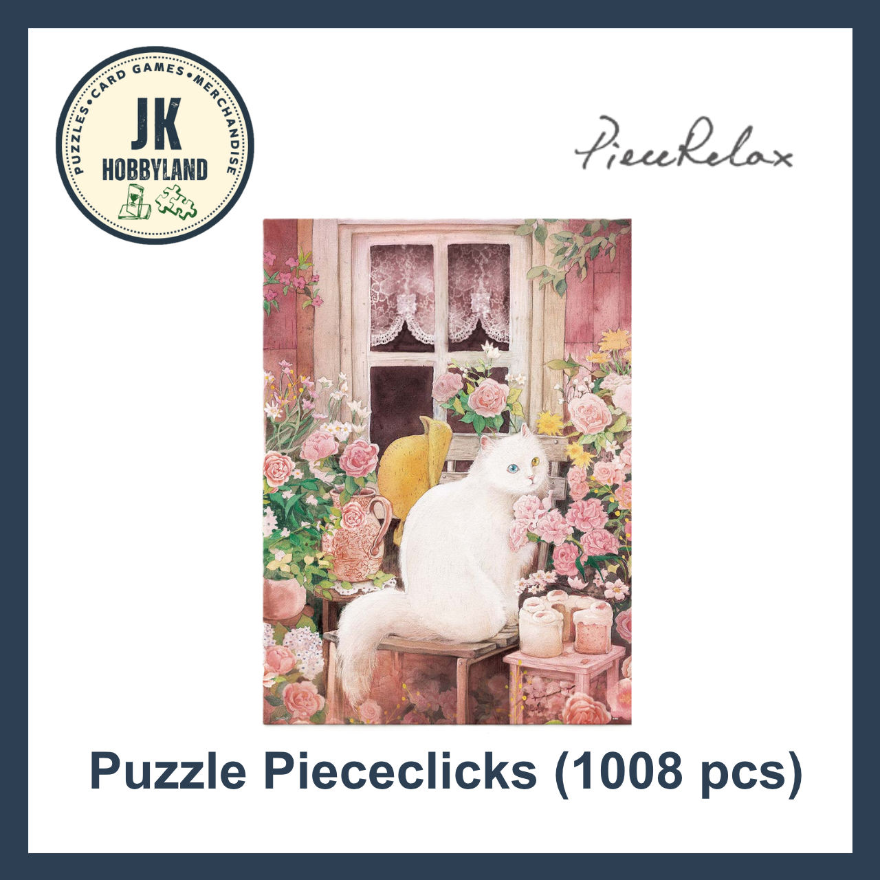 PieceRelax PieceClicks Puzzle 1008 pcs | Jina - A cat in the Rose Garden (U1051)
