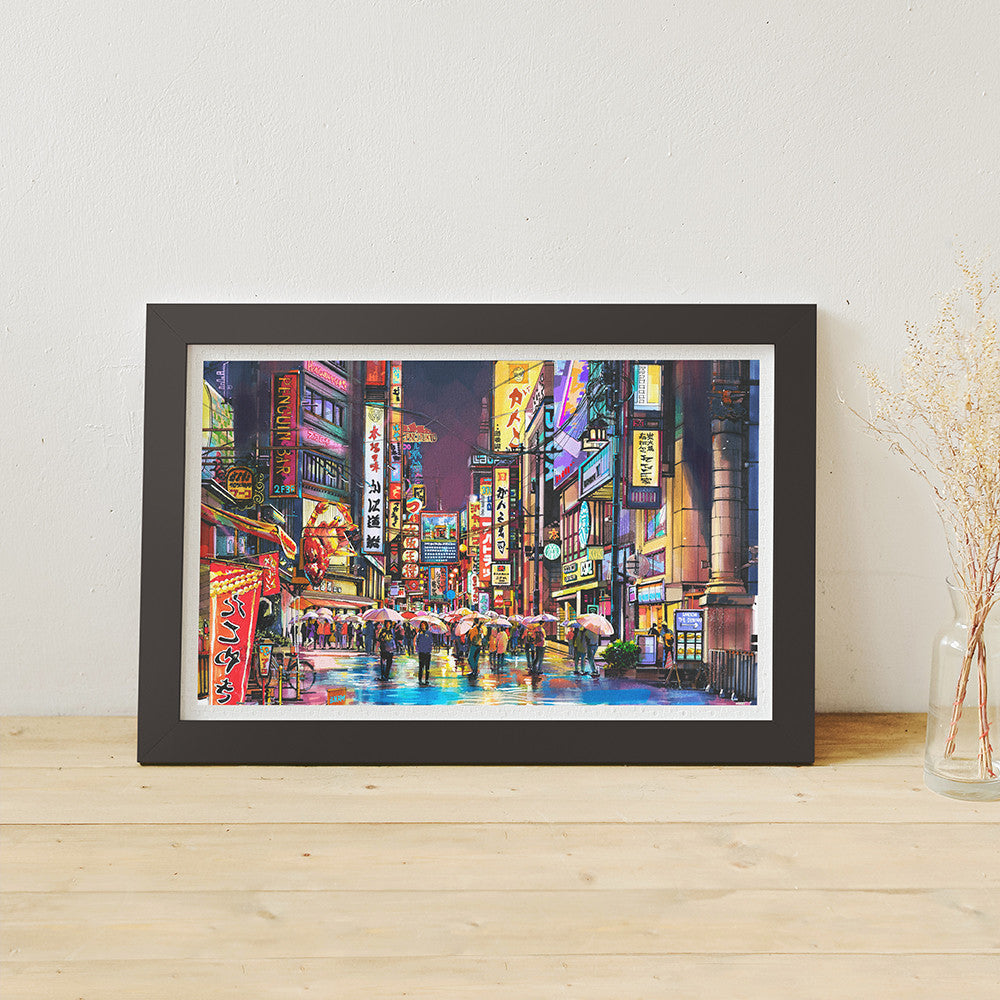 Neon Flashes on a Rainy Night