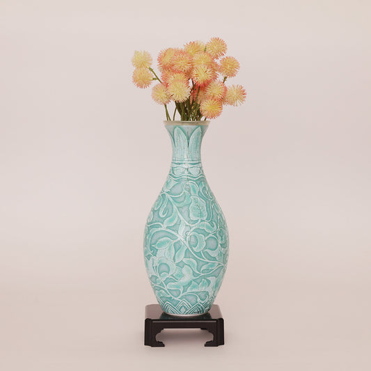 Blue and White-Glazed Relief Vase (S1036) | 160 pcs
